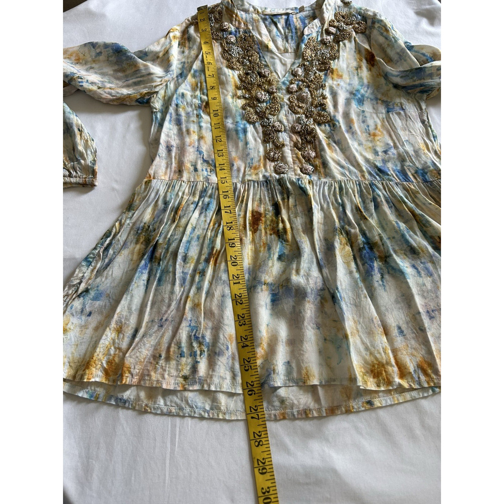 Soft Surroundings Embroidered Applique Color Splash Blouse Womens Size XS Blue - Picture 7 of 8